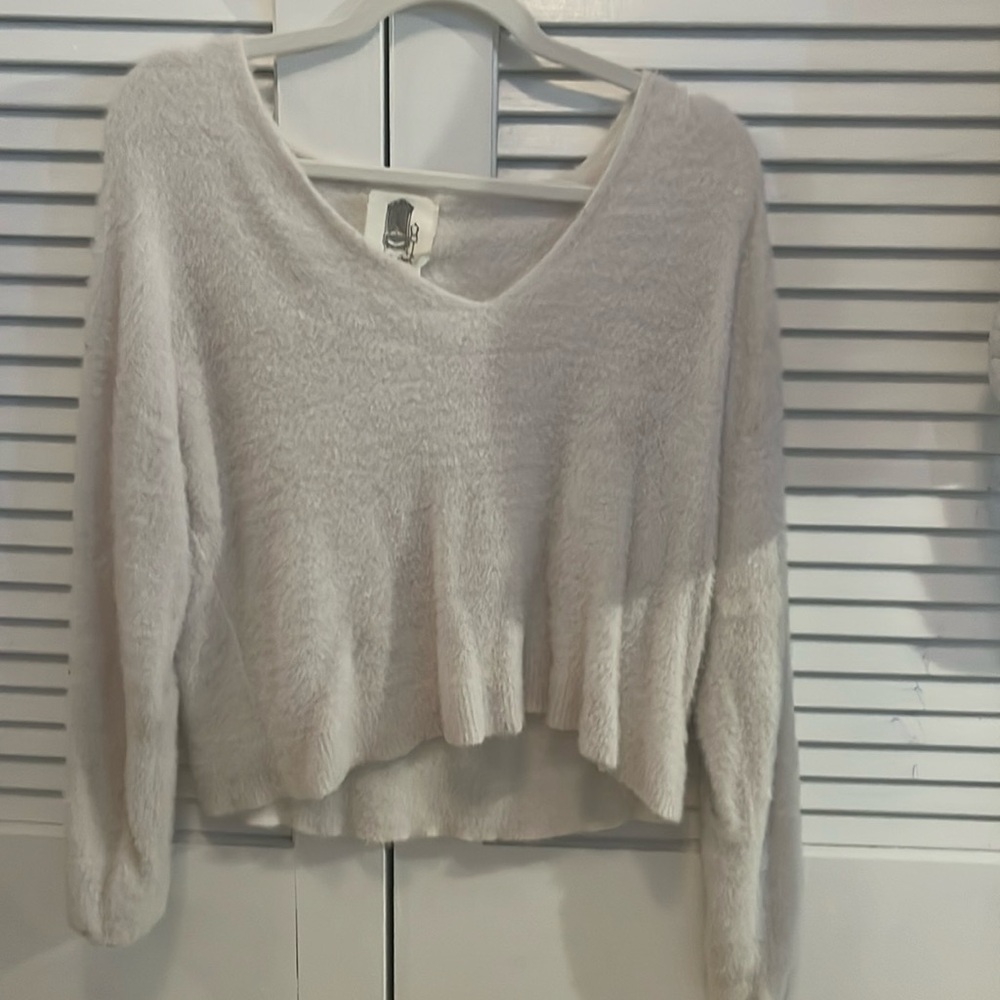 White fuzzy sweater, South Moon Under, Size M